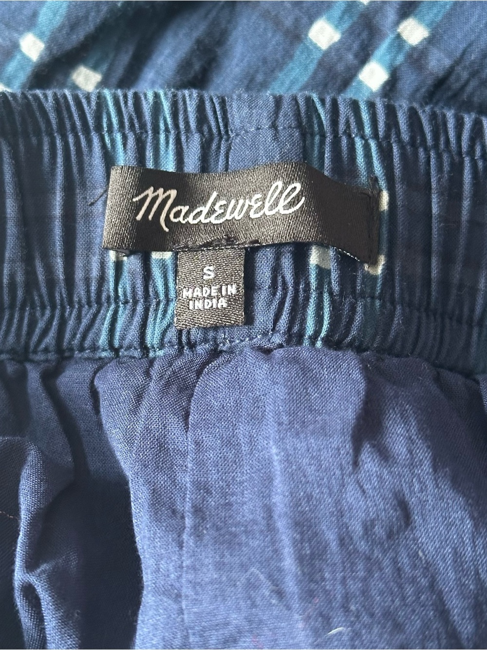 Madewell Shibori Indigo Plaid Pull-onTiered Midi Skirt - Sz S Bohemian, Preppy - Picture 6 of 8